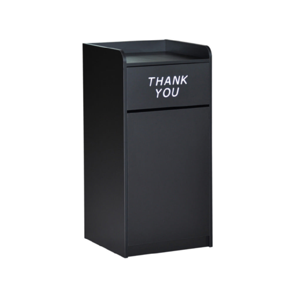 Flash Furniture MT-M8520-TRA-BLK-GG Sony Trash Receptacle 36 Gallon With Wood Top Tray