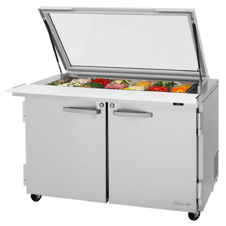 Turbo Air PST-48-18-N-GL PRO Series Mega Top Sandwich/Salad Prep Table With Glass Lid