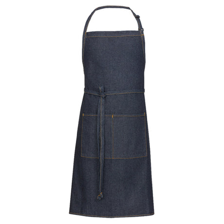 Chef Works RDF8-IBL-0 Bib Apron With Contrast Tan Stitching Denim