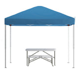 Flash Furniture JJ-GZ10103-BL-GG Knox Pop-up Canopy Tent And Folding Bench Set