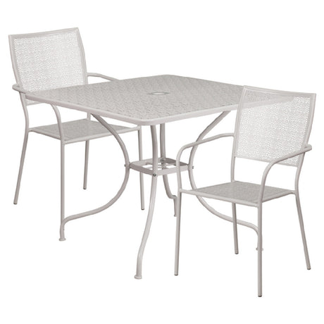 Flash Furniture CO-35SQ-02CHR2-SIL-GG Patio Table Set Includes (1) Table: 35-1/2"W X 35-1/2"D X 28-3/4"H