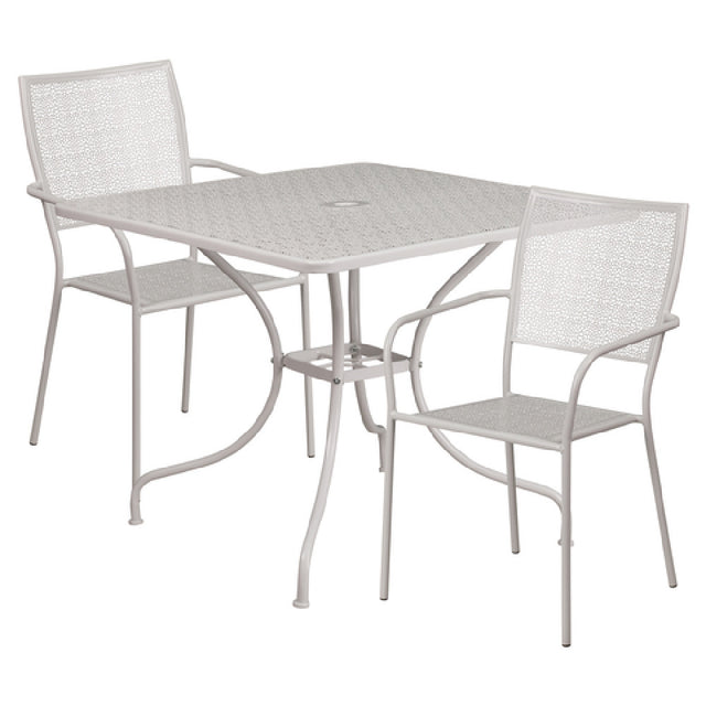 Flash Furniture CO-35SQ-02CHR2-SIL-GG Patio Table Set Includes (1) Table: 35-1/2"W X 35-1/2"D X 28-3/4"H