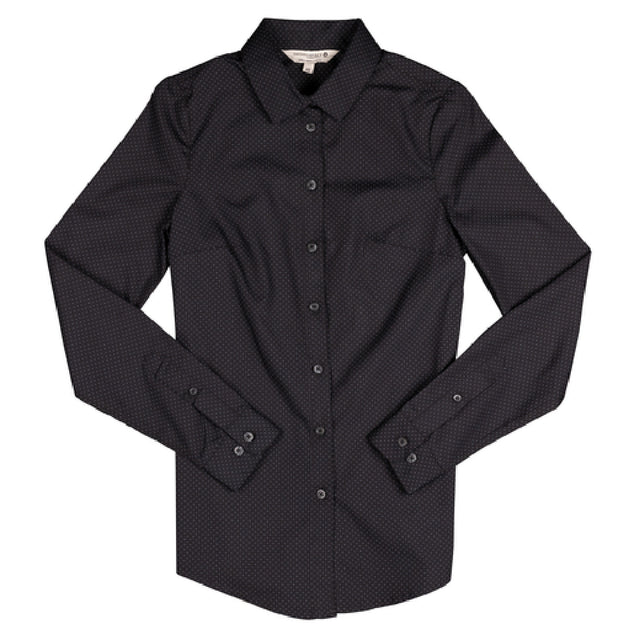 Chef Works SFC01W-BLK-XL Women's Deco Dress Shirt Long Sleeves Adjustable Button Cuffs