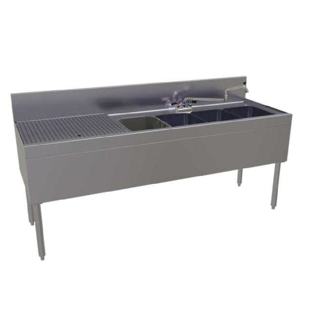 Glastender FSB-72R-S Underbar Sink Unit Four Compartment 72"W X 24"D