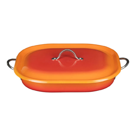 Bon Chef 73023-OM-T Country French X Ombre Roasting Pan 5 Qt 15" X 11" X 2 7/8"