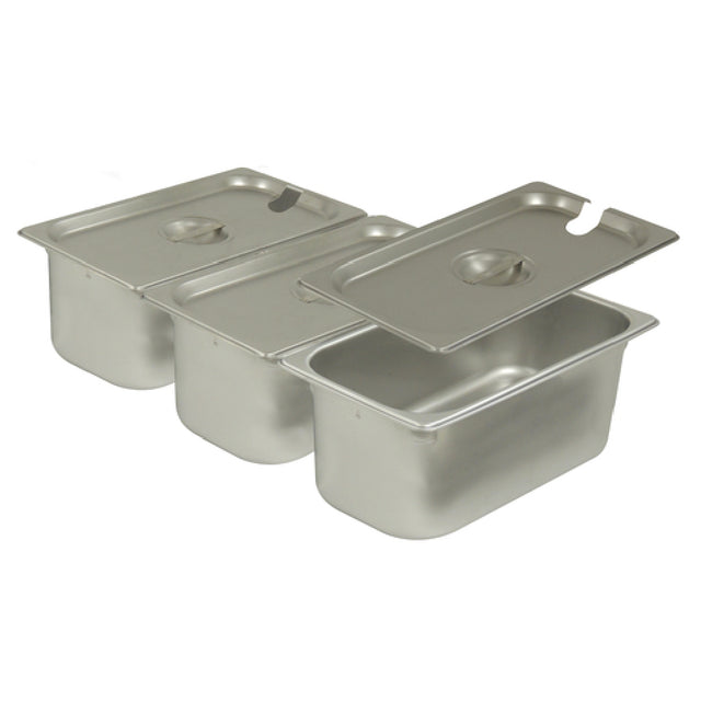 Gold Medal 8080-02 Steamer Pan & Lid Kit Includes: (3) 1/3 X 6 Pan With Flat Slotted Lids