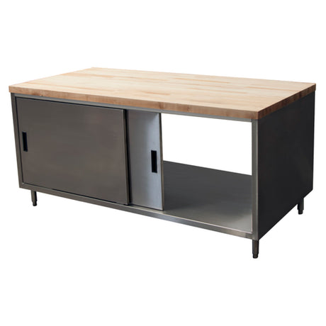 BK Resources CMT-3072S2 Dual Access Chef Table Cabinet Base With Sliding Doors On Both Sides