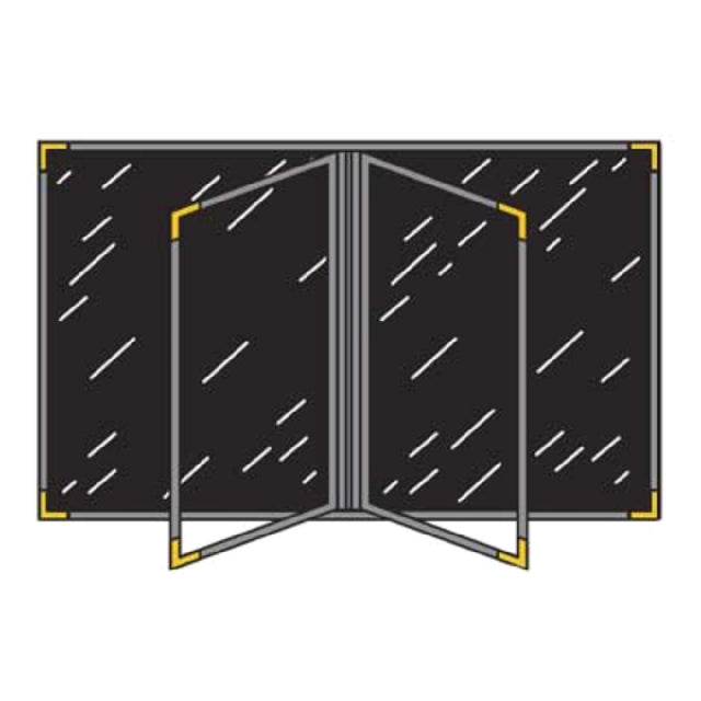 Menu Solutions RS150BA Menu Cover Holds 4-1/4" X 11" Inserts Quad Panel Booklet With 6 Views