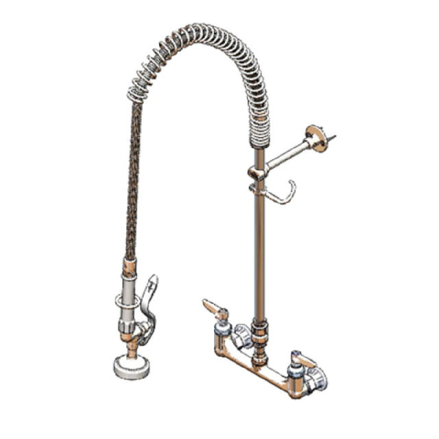 T&S Brass B-0133-V-B EasyInstall Pre-Rinse Unit 8" Wall Mount 44" Stainless Steel Flex Hose