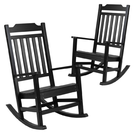 Flash Furniture 2-JJ-C14703-BK-GG Rocking Chair 225 Lb. Weight Capacity Polystyrene Faux Wood