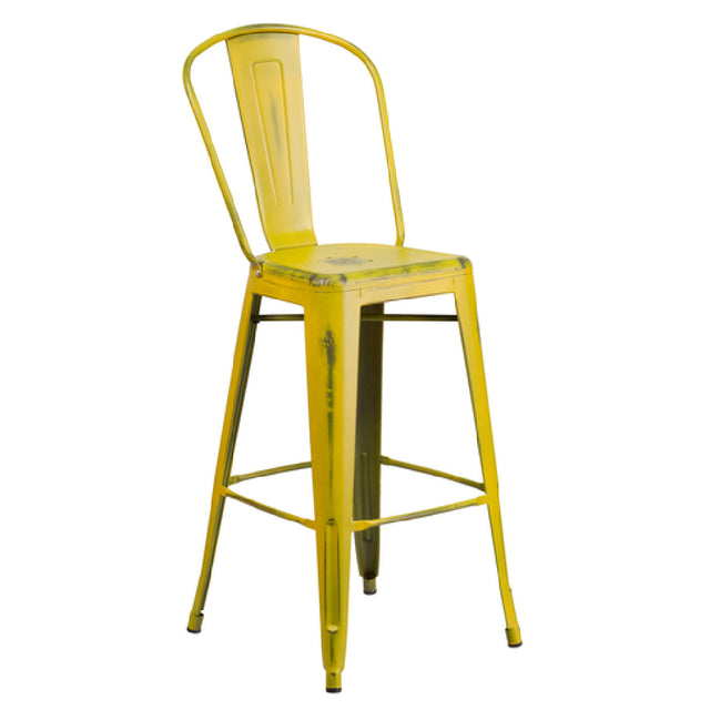 Flash Furniture ET-3534-30-YL-GG Bar Stool 500 Lb. Weight Capacity Curved Back With Vertical Slat