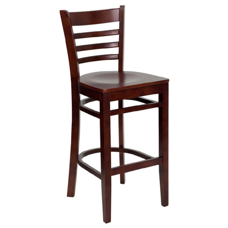 Flash Furniture XU-DGW0005BARLAD-MAH-GG Hercules Series Restaurant Bar Stool Wood Ladder Back