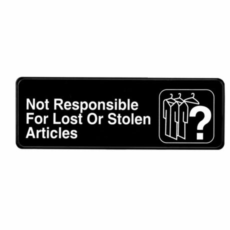 Alpine Industries ALPSGN-14 Sign 9" X 3" "Not Responsible For Lost Or Stolen Articles"