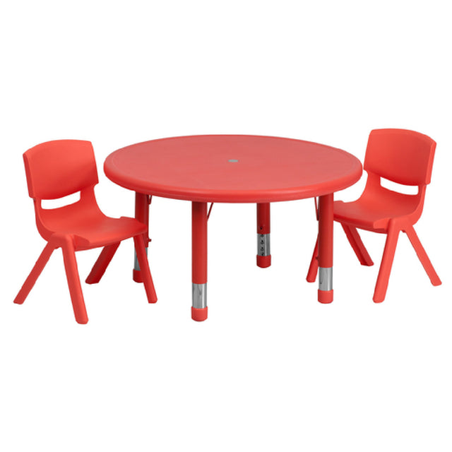 Flash Furniture YU-YCX-0073-2-ROUND-TBL-RED-R-GG Preschool Activity Table Set Includes (1) Table: 33" Dia. X 14-1/2" 23-3/4" Adjustable Height