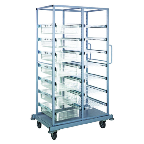 Quantum PS-DBC-7WB7SWT Partition Store Double Bay Cart With Wire Baskets And Shelves