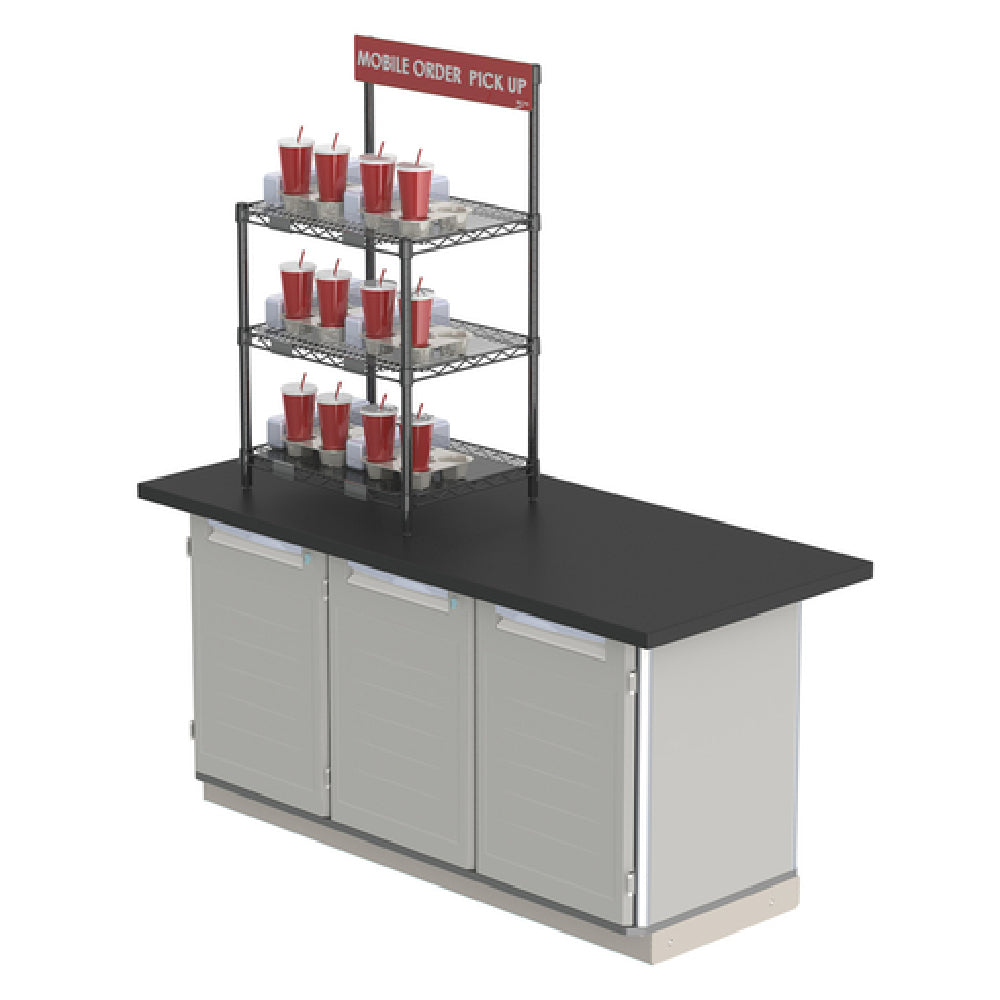 Metro CR1824TG3B Countertop To-Go Order Pick-Up Station With Sign (3) 18"W X 24"D Shelves