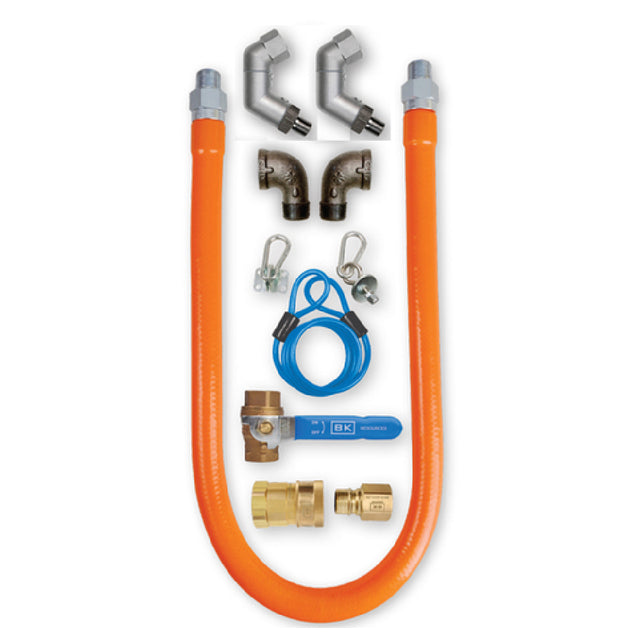 BK Resources BKG-GHC-5048-2SW3 Swivel Pro™ Connection Kit Includes 48" Long X 1/2" I.D. Stainless Steel Hose With Radial Wrap & Protective Translucent Coating