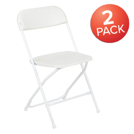 Flash Furniture 2-LE-L-3-WHITE-GG Hercules Series Premium Folding Chair 650 Lb. Weight Capacity