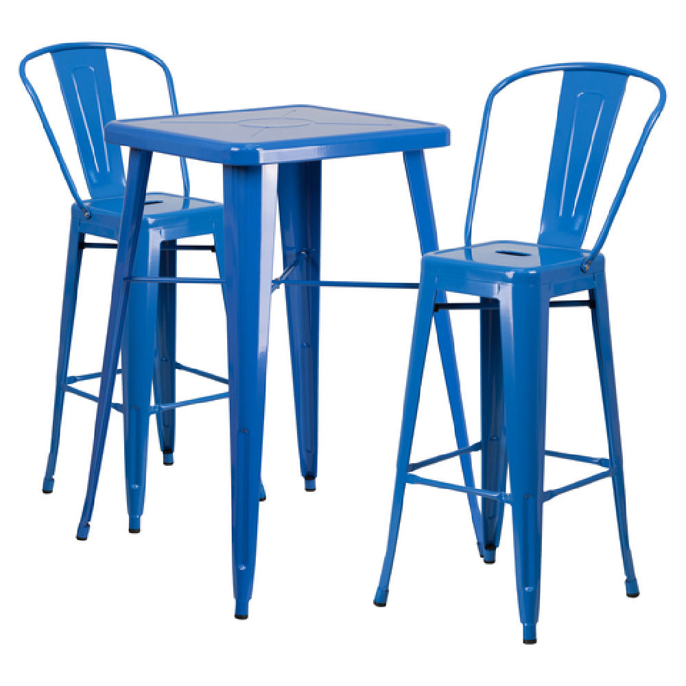 Flash Furniture CH-31330B-2-30GB-BL-GG Table And Bar Stool Set Includes (1) 27-3/4"W X 27-3/4"D X 40"H Table