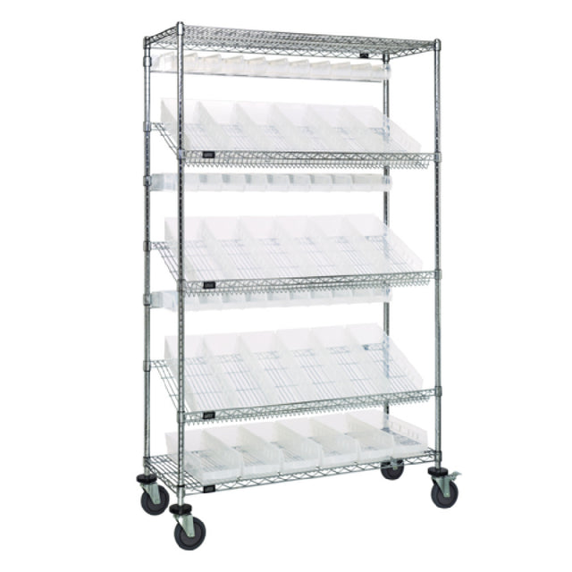 Quantum WRCSL5-74-1836-104220CL Slanted Shelf Cart 36"W X 18"D X 80"H 1200 Lbs. Load Capacity