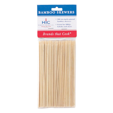 Harold Import Co. 4412 HIC Skewers 6" Bamboo (100 Pack) (carded)