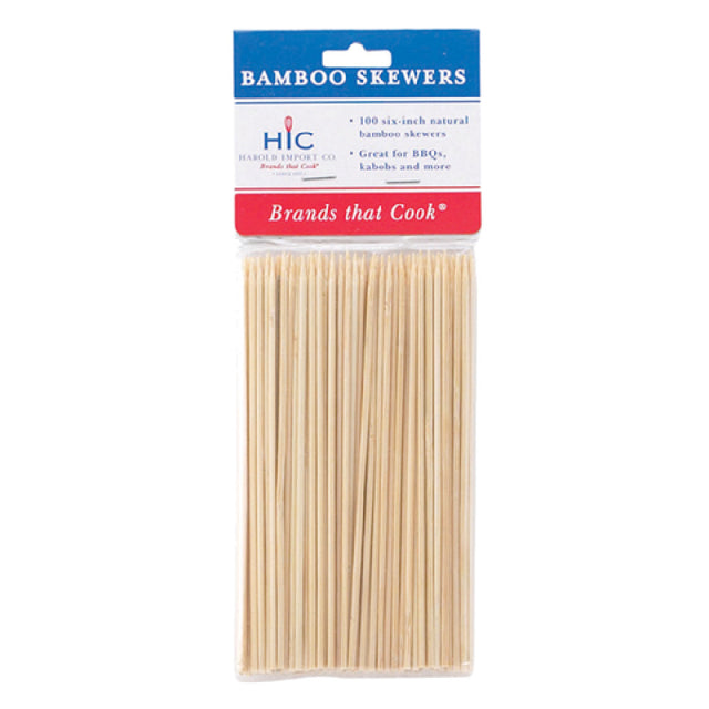 Harold Import Co. 4412 HIC Skewers 6" Bamboo (100 Pack) (carded)