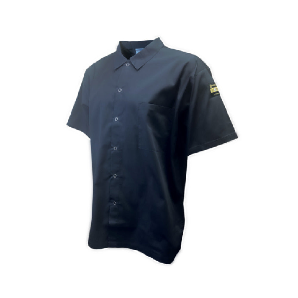 Thunder Group CJ810BKXL Chef Regalia Snap-Button Short Sleeve Shirts X-large 65/35 Poly/cotton
