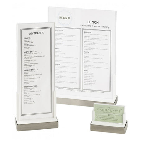 Cal Mil 3016-811-55 Luxe Menu Holder 9"W X 2-5/8"D X 12"H Accommodates 8-1/2"W X 11"H Menu/sign