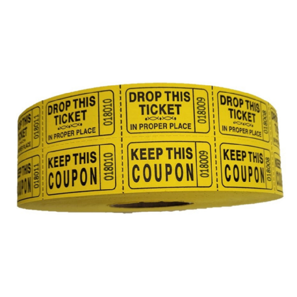 Royal Industries TIC RAF YELLOW Ticket-Double Raffle Yellow (2000) Tickets Per Roll (20 Roll Per Case)