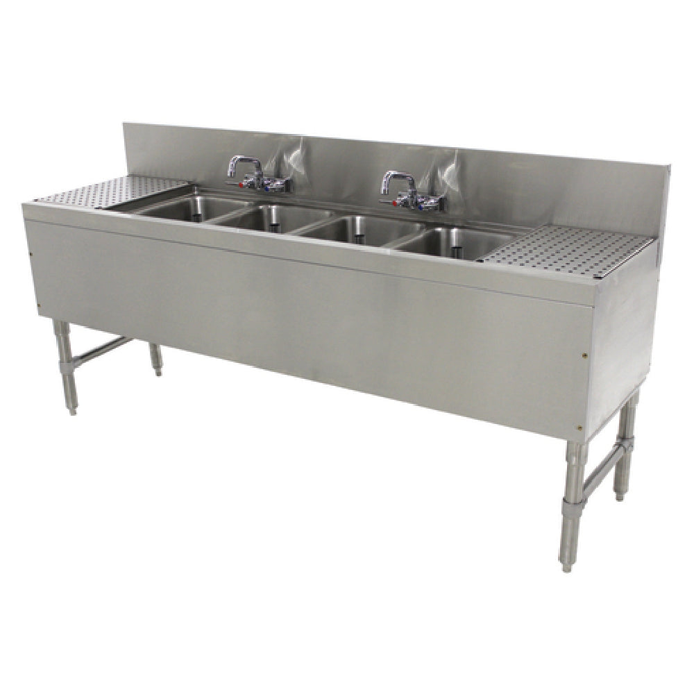 Advance Tabco PRB-19-84C Prestige Underbar Sink Unit 4-compartment 96"W X 20"D X 36"H