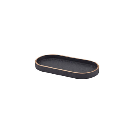 Steelite GWWVTV23BK - Oval Tray Wood Veneer Black, 9.0" X 4.375" X 0.875", Trays And Caddies