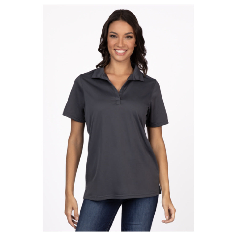 Chef Works Z650W-IGY-XL Women's Collared Polo Shirt Double-needle Stitching Straight Hem