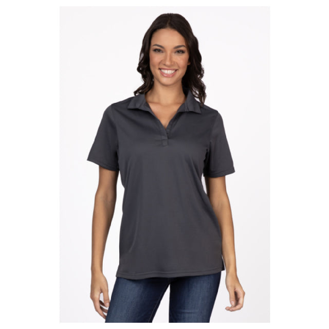 Chef Works Z650W-IGY-3XL Women's Collared Polo Shirt Double-needle Stitching Straight Hem