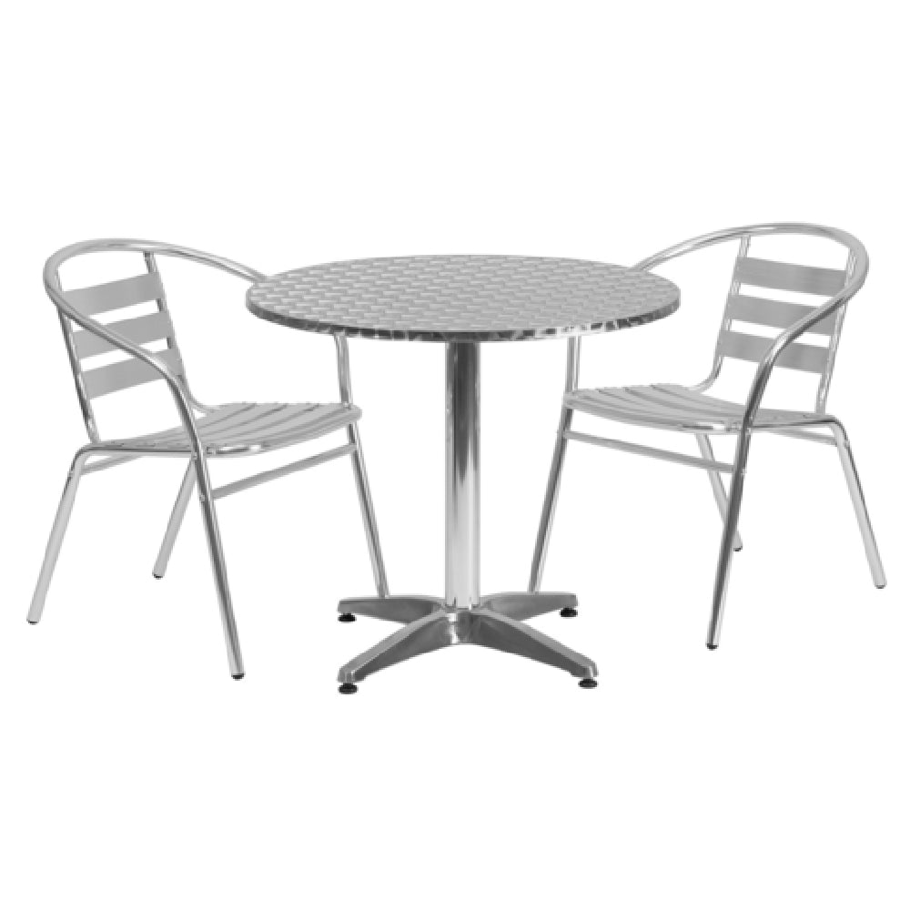 Flash Furniture TLH-ALUM-32RD-017BCHR2-GG Table & Chair Set Includes (1) 31-1/2" Dia. X 27-1/2"H Table