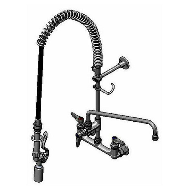 T&S Brass B-0133-16CRBJSX EasyInstall Pre-Rinse Unit Wall Mount Mixing Faucet With Adjustable 8" Centers