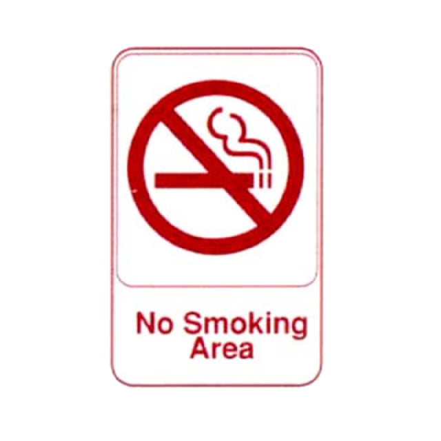 Vollrath 5643 No Smoking Area Sign 6" X 9" Red On White