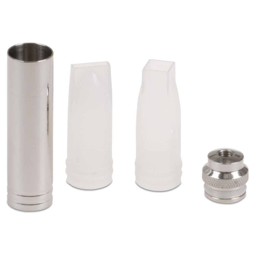 JB Prince B947 ISi Decorator Tip Set Includes: (1) Square Tip (1) Petal Piping Tip (1) Rose Tip And (1) Adapter