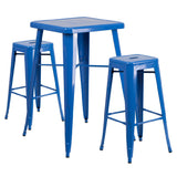 Flash Furniture CH-31330B-2-30SQ-BL-GG Table And Bar Stool Set Includes (1) 27-3/4"W X 27-3/4"D X 40"H Table