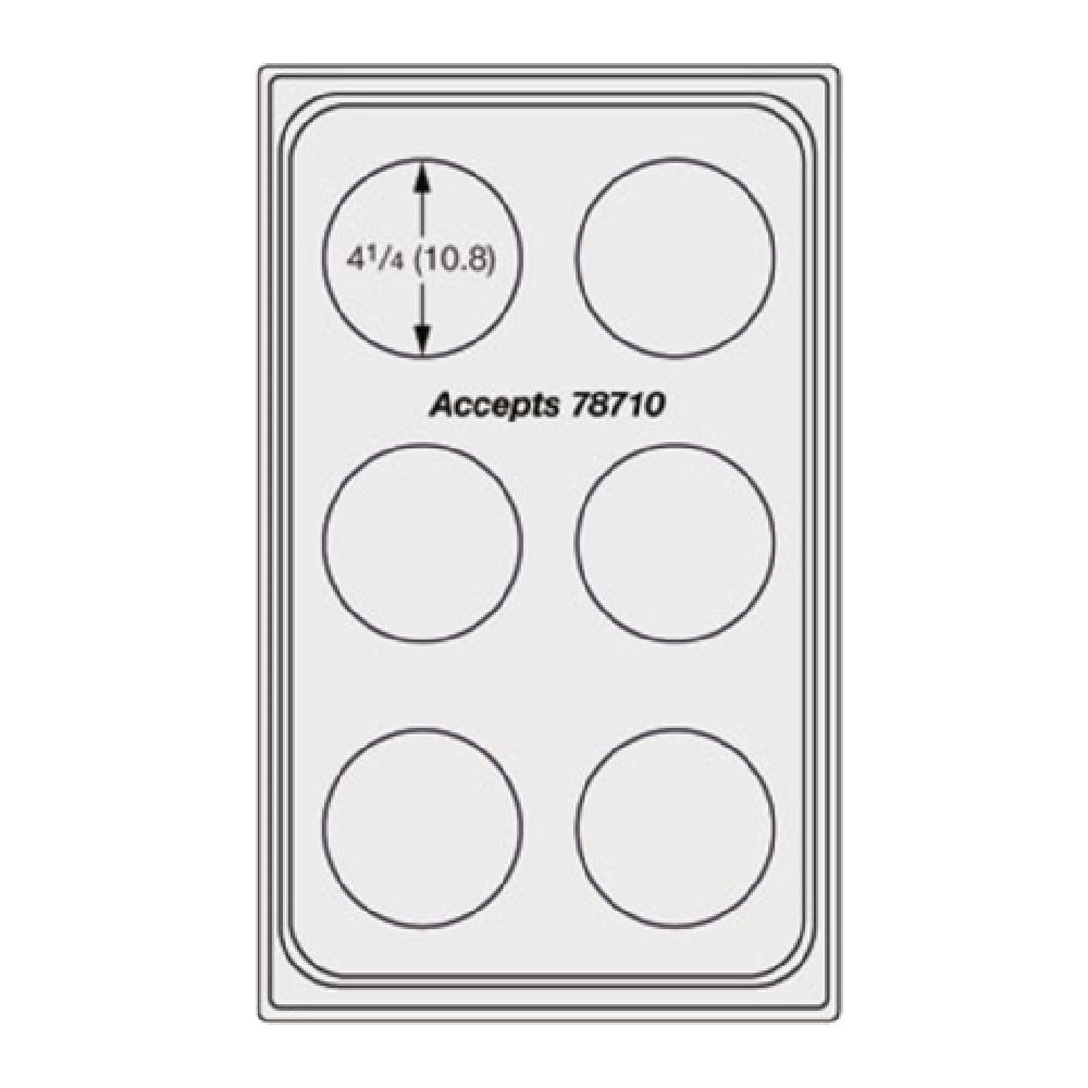 Vollrath 8241914 Miramar™ Template Plain Stainless Accommodates (6) 78710 4-1/4" Bain Marie Pots