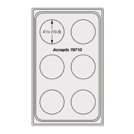 Vollrath 8241914 Miramar™ Template Plain Stainless Accommodates (6) 78710 4-1/4" Bain Marie Pots