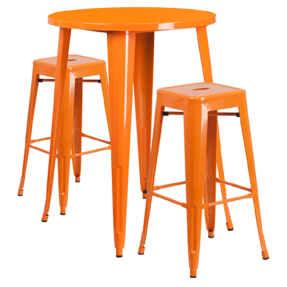 Flash Furniture CH-51090BH-2-30SQST-OR-GG Table And Bar Stool Set Includes (1) 30" Dia. X 41"H Table