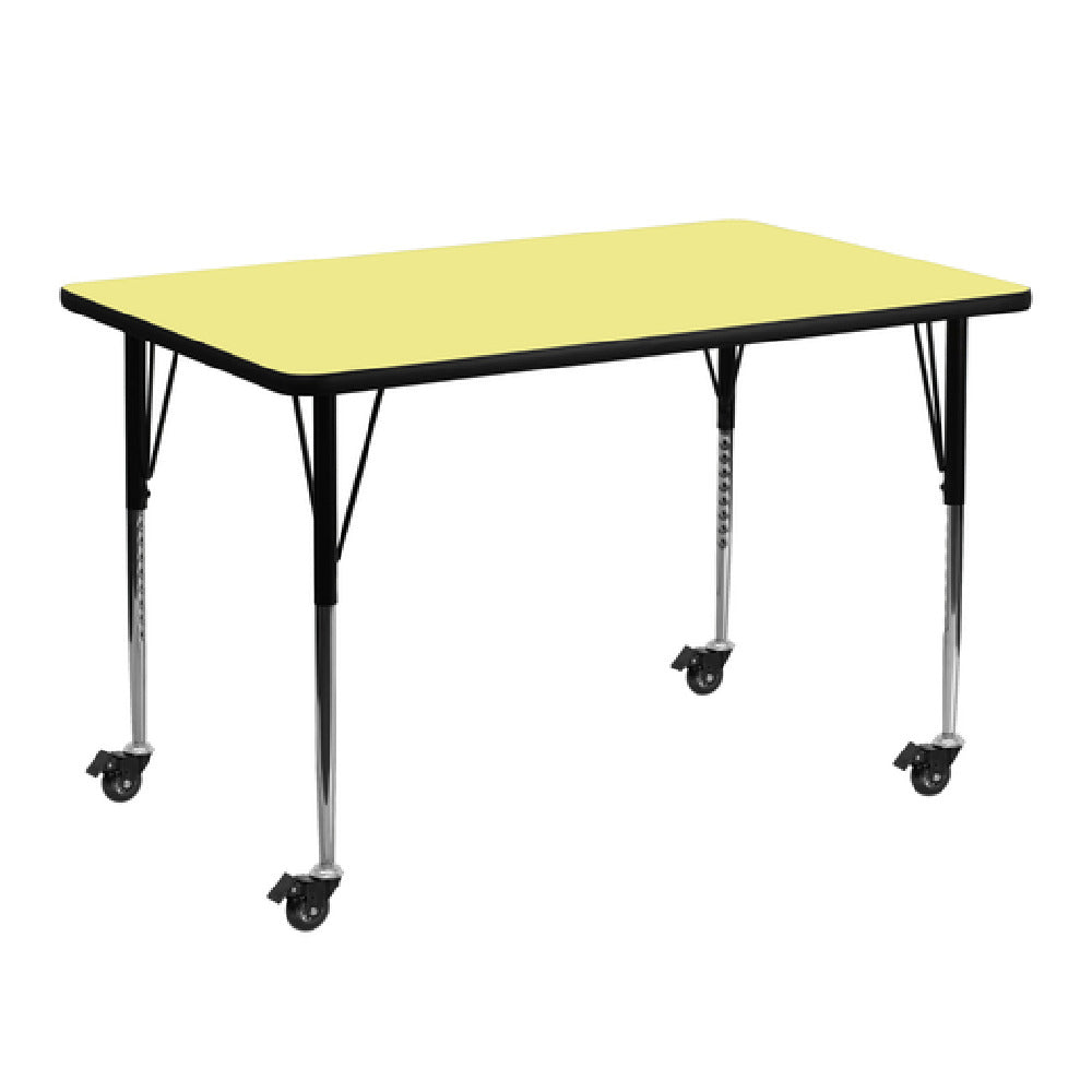 Flash Furniture XU-A3060-REC-YEL-T-A-CAS-GG Activity Table 60"W X 30"D X 22-1/4" To 30-2/5" Adjustable Height