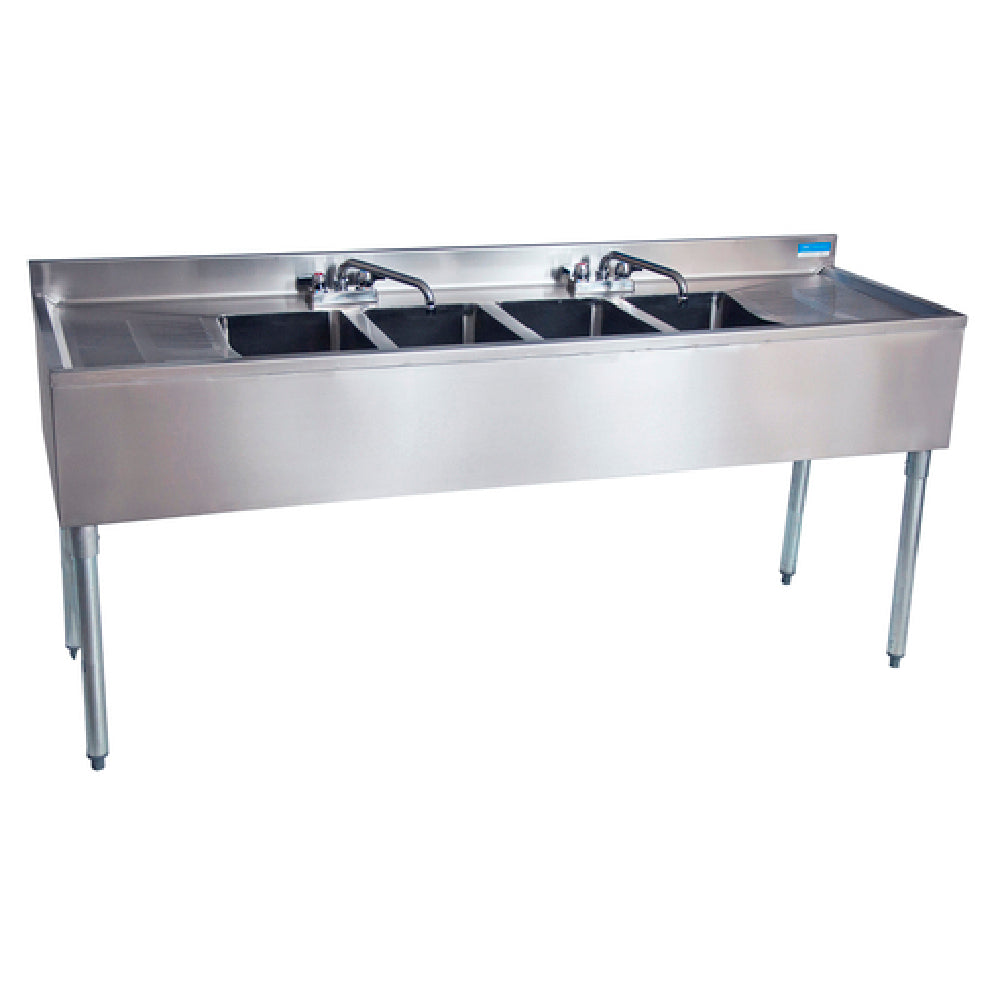 BK Resources UB4-21-484TS Underbar Sink Four Compartment 84”W X 21-1/4"D X 32-1/2"H Overall Size