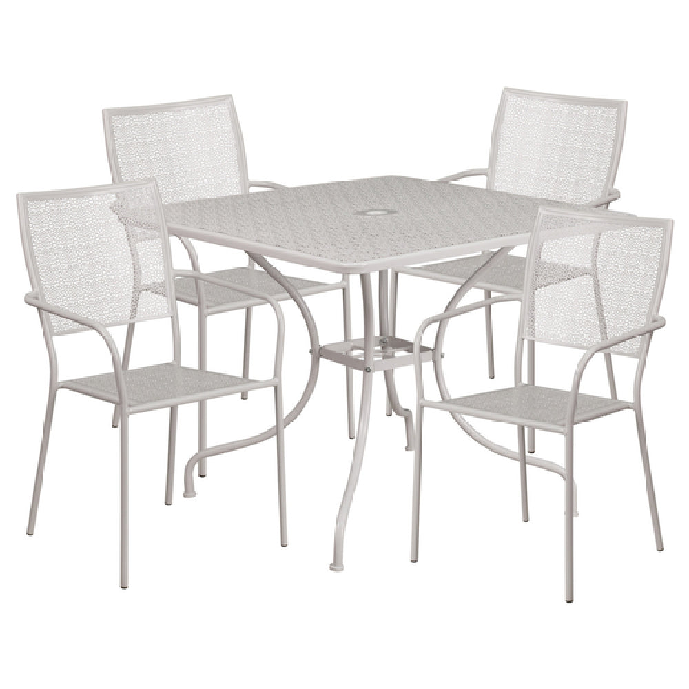 Flash Furniture CO-35SQ-02CHR4-SIL-GG Patio Table Set Includes (1) Table: 35-1/2"W X 35-1/2"D X 28-3/4"H