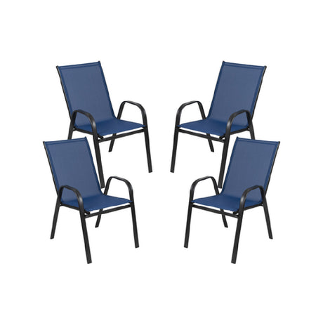 Flash Furniture 4-JJ-303C-NV-GG Brazos Series Stacking Patio Chair 350 Lb. Weight Capacity