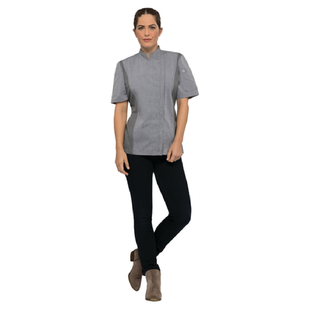 Chef Works BCWSZ006GRYS Women's Springfield Chef Coat Single-breasted Short Sleeves