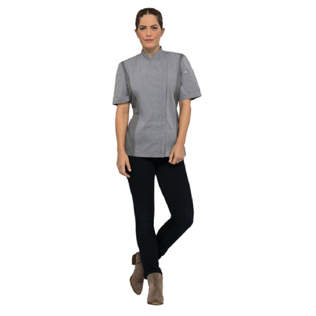 Chef Works BCWSZ006GRYS Women's Springfield Chef Coat Single-breasted Short Sleeves