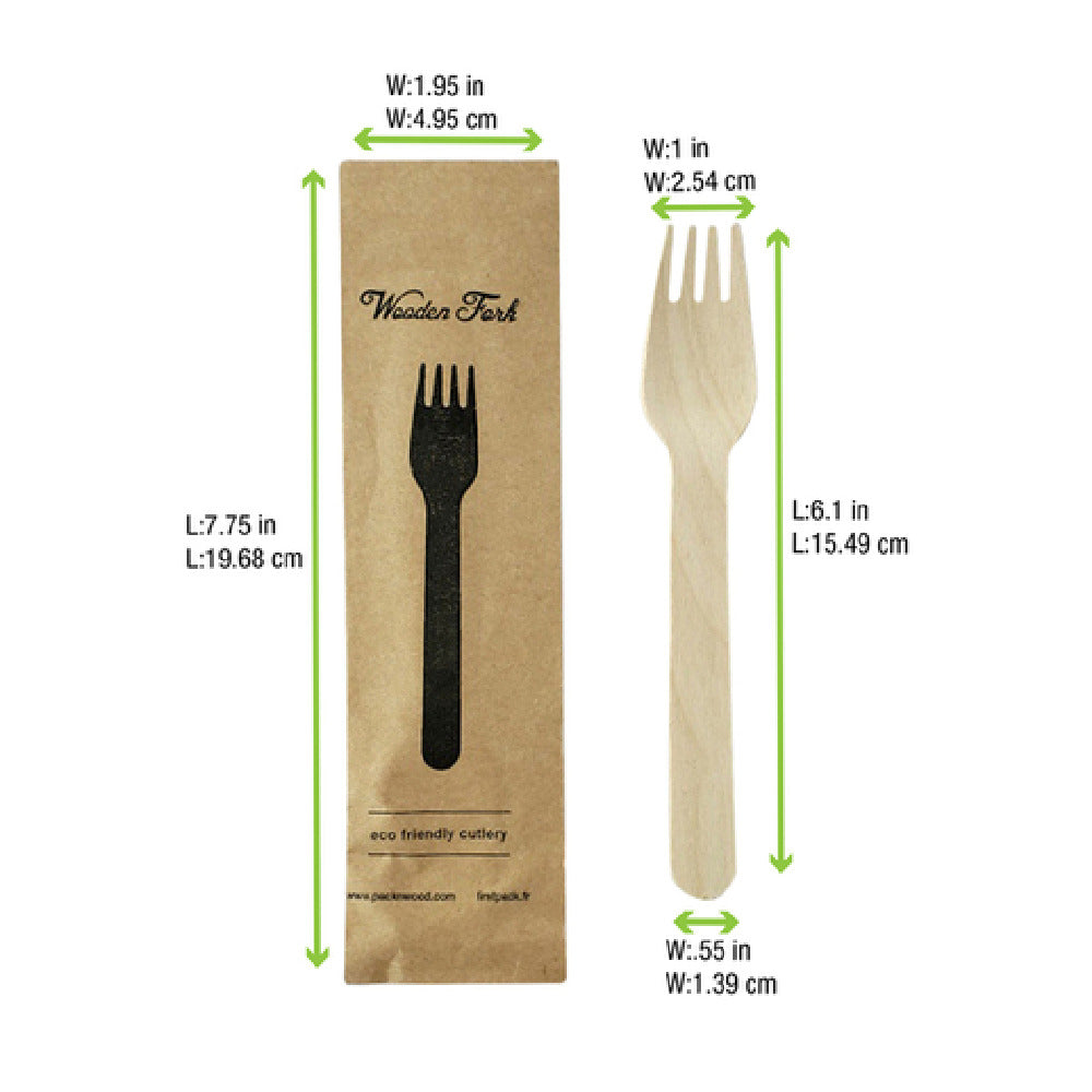 PacknWood 210CVB1W - Eco Fork, 6.2", Wrapped In Paper