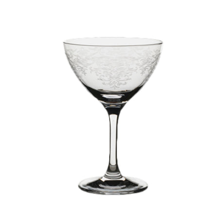 Steelite 4854RB354 Martini/Cocktail Glass 8 Oz. (H 5-3/4" M 3-3/4" T 3-3/4" B 2-7/8") Vintage Lace Etched Pattern