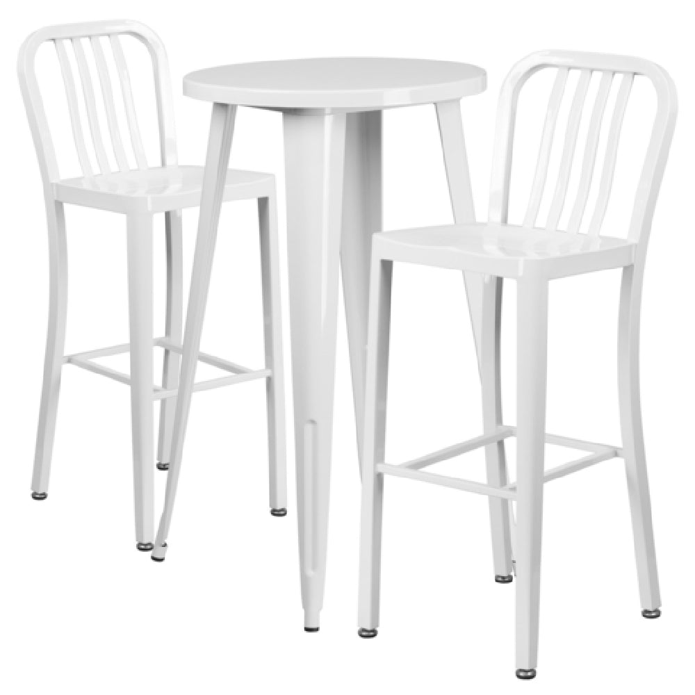 Flash Furniture CH-51080BH-2-30VRT-WH-GG Table And Bar Stool Set Includes (1) 24" Dia. X 41"H Table